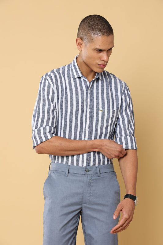 Pure Flax Grey Stripe Shirt