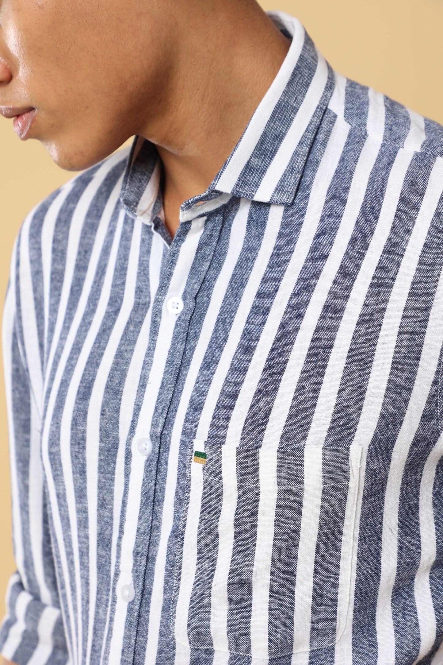 Pure Flax Grey Stripe Shirt