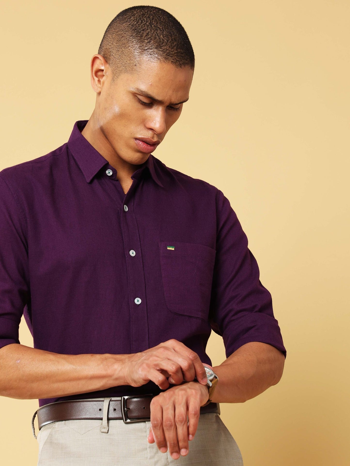 CLEMATIO GRAPE LINEN SHIRT