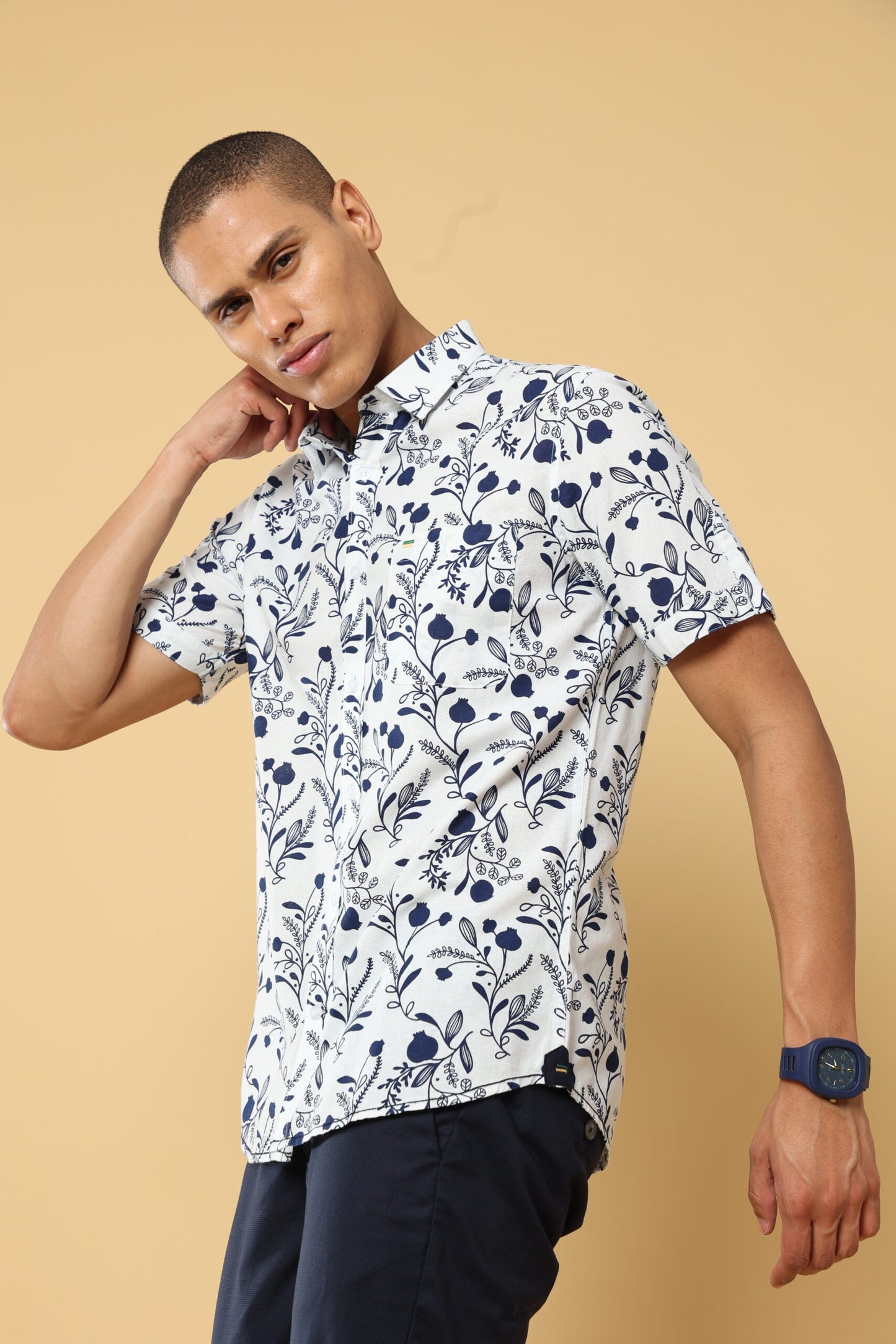 Blossom Blue Bud Print Shirt