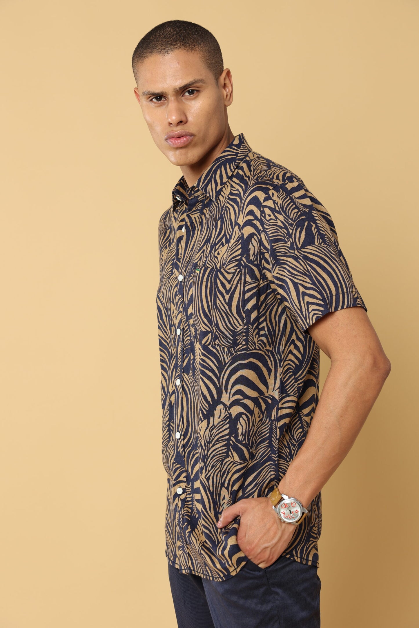 Chestnut Print Linen Shirt