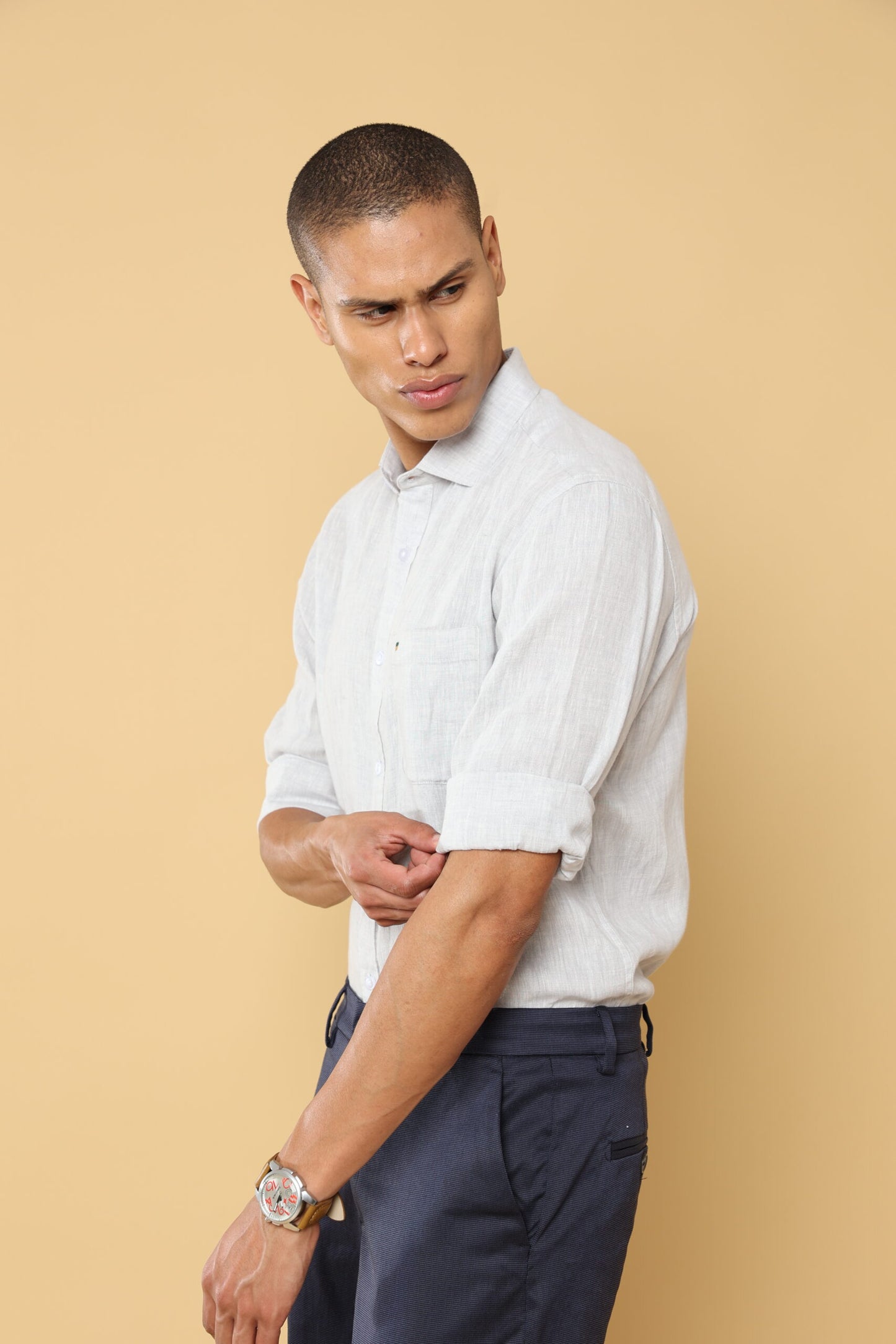 MAZUS GREY LINEN SHIRT