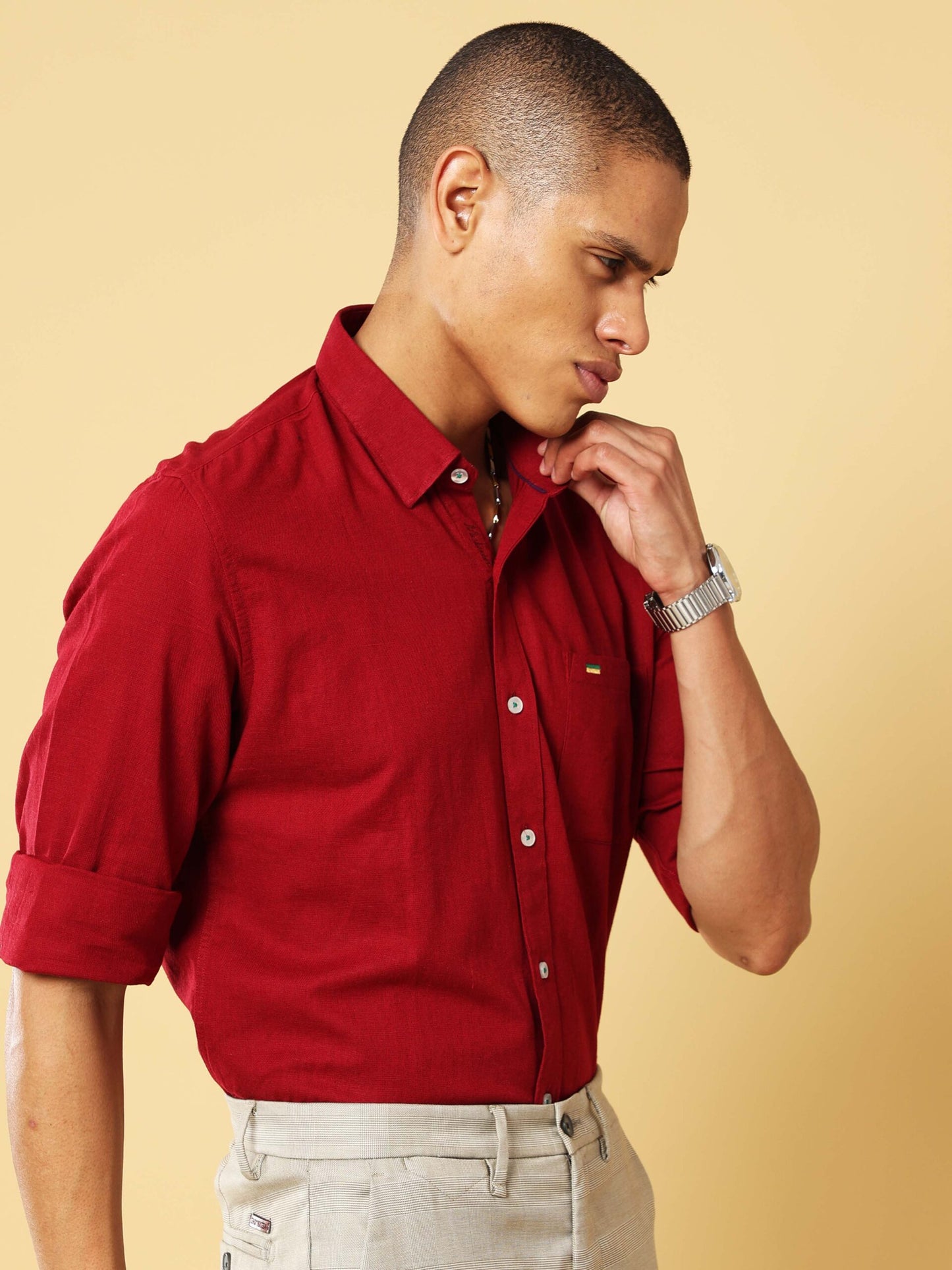 JARED RED LINEN SHIRT