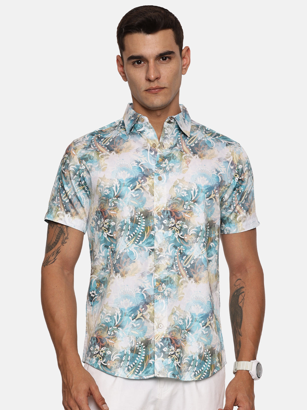 PRINTED PRIMUM  COTTON SATIN SHIRT
