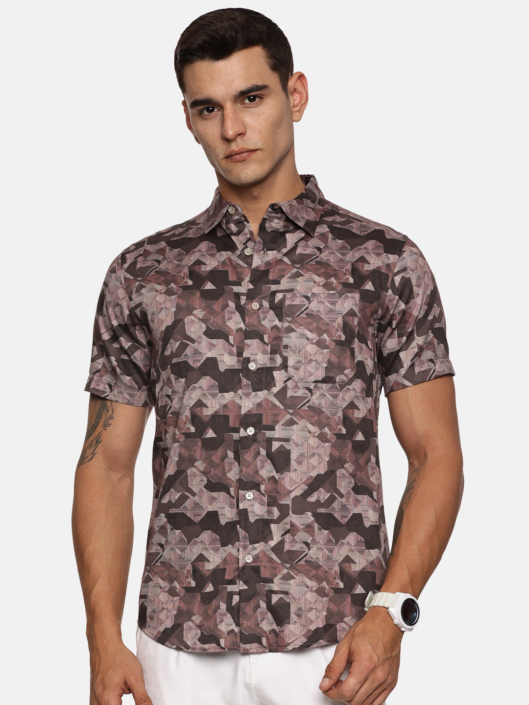 PRINTED PRIMUM  COTTON SATIN SHIRT