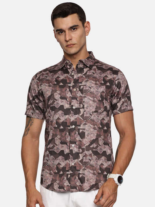 PRINTED PRIMUM  COTTON SATIN SHIRT