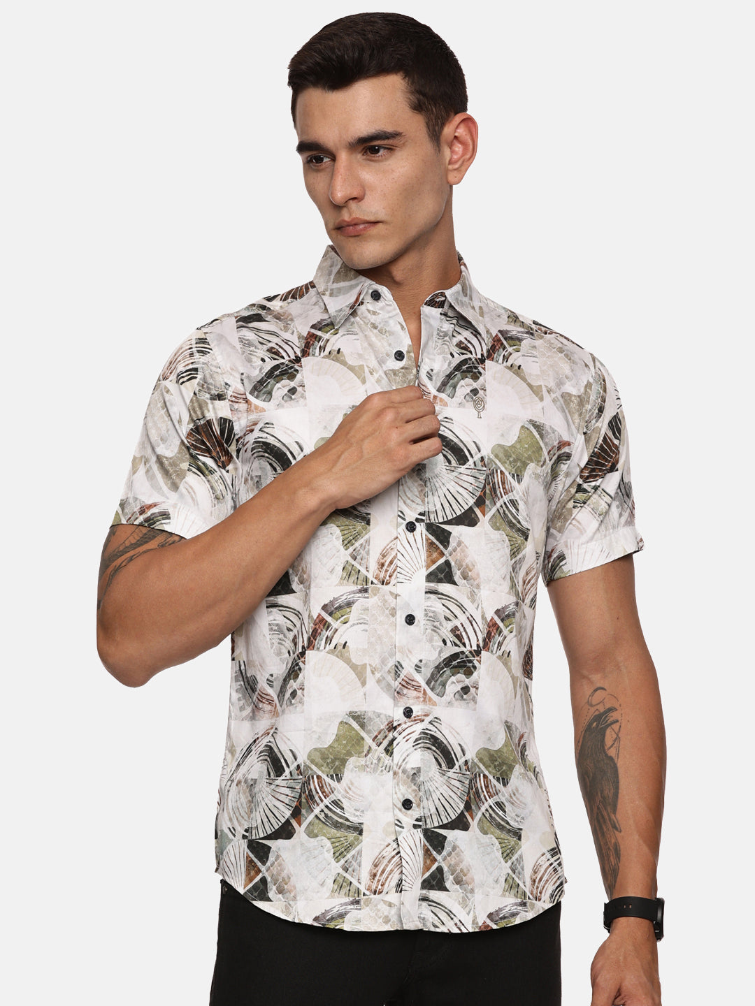 PRINTED PRIMUM  COTTON SATIN SHIRT