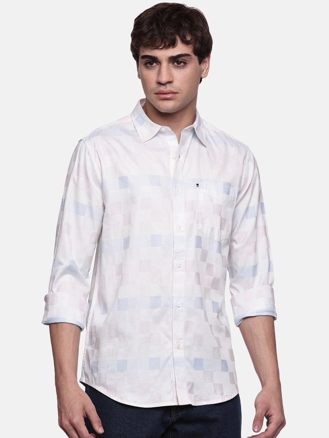 Men’s Yarn-Dyed Cotton Satin Shirt
