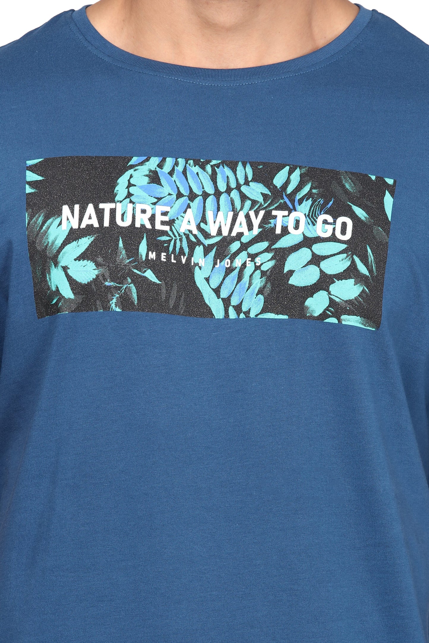 Asphalt Blue Cotton Round Neck T-Shirt