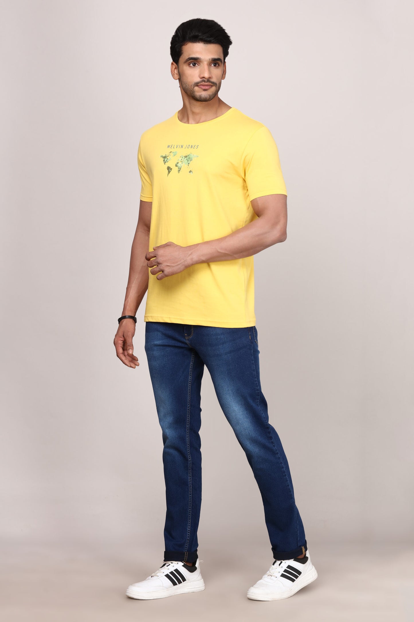 Jasper Yellow Cotton Round Neck T-Shirt