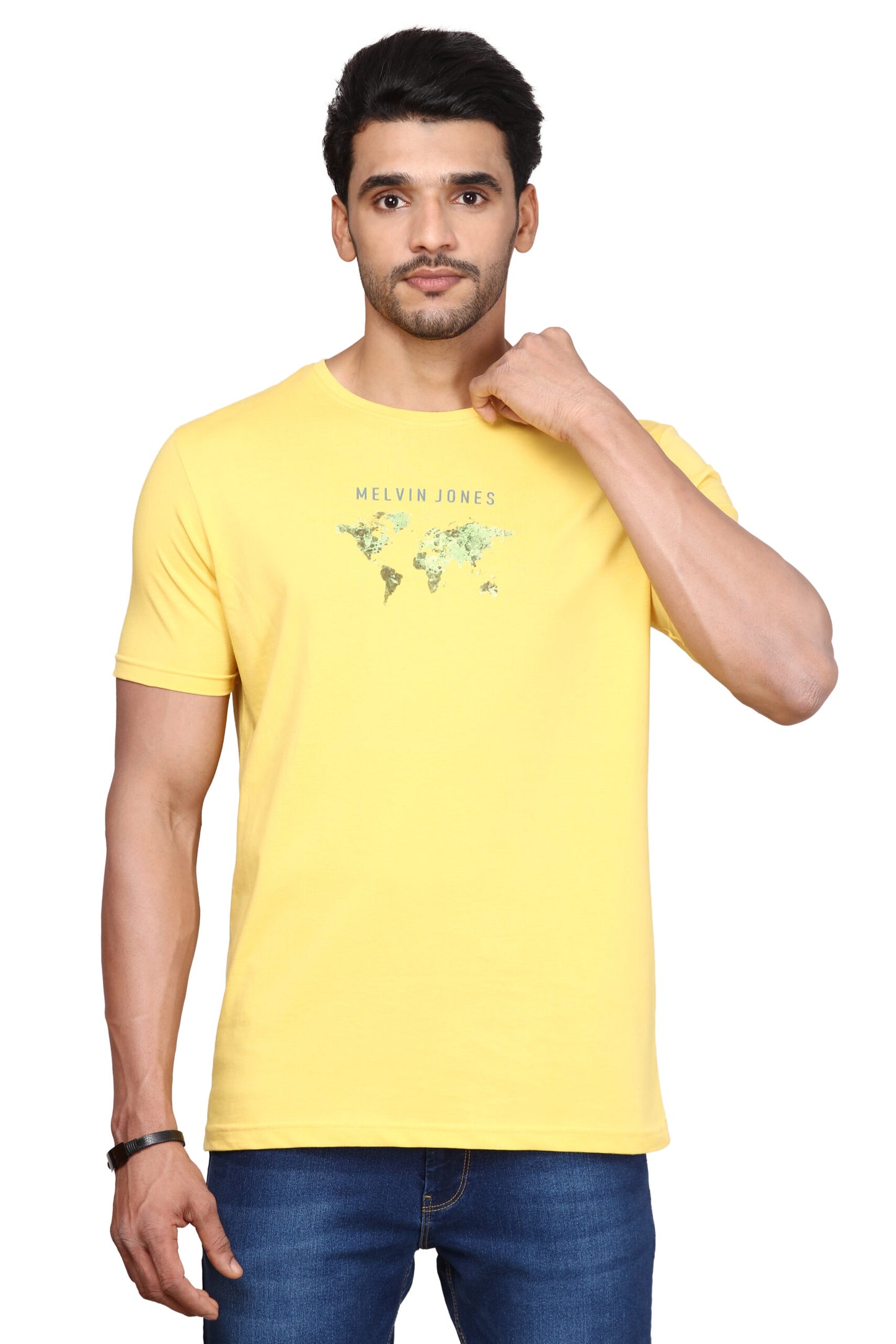 Jasper Yellow Cotton Round Neck T-Shirt