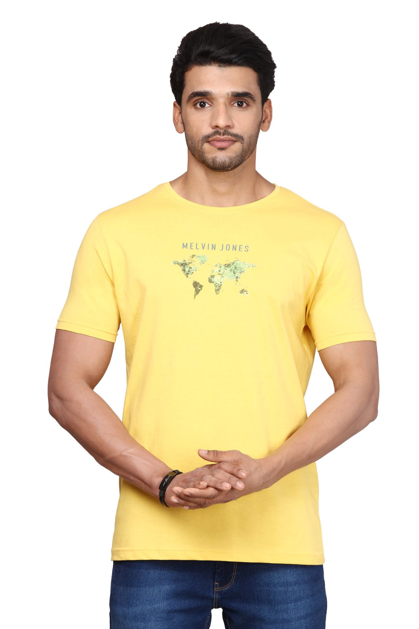Jasper Yellow Cotton Round Neck T-Shirt