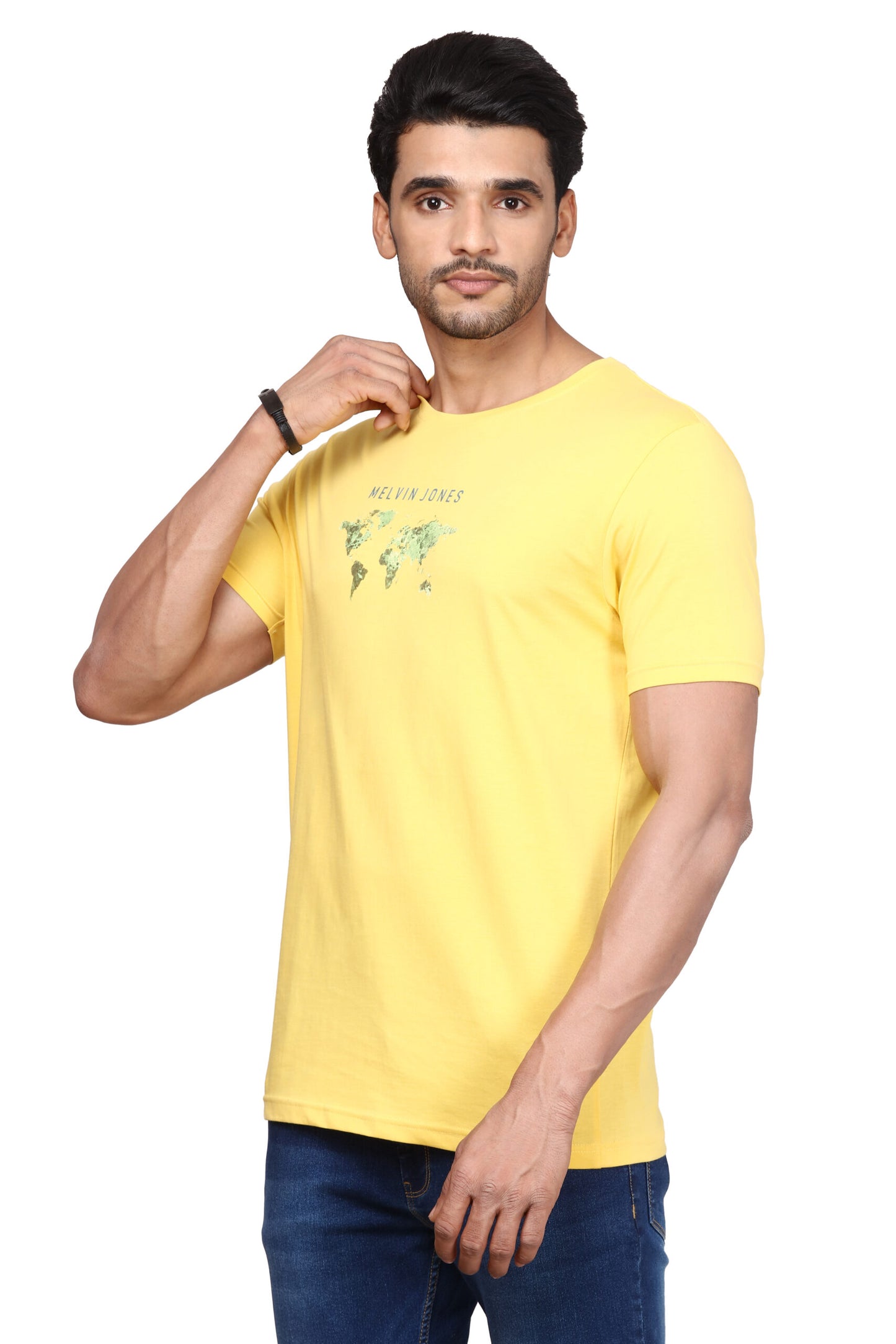 Jasper Yellow Cotton Round Neck T-Shirt