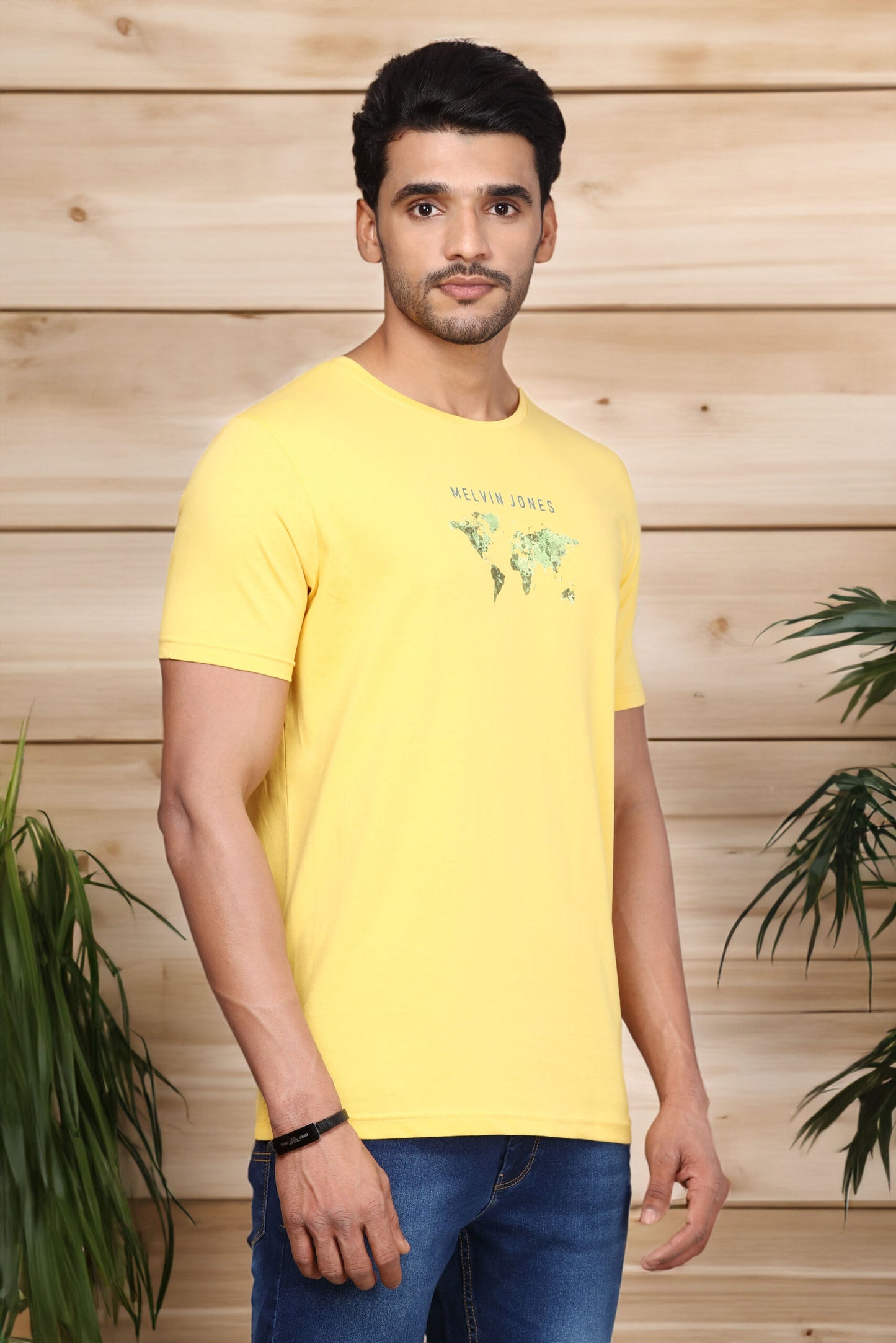 Jasper Yellow Cotton Round Neck T-Shirt