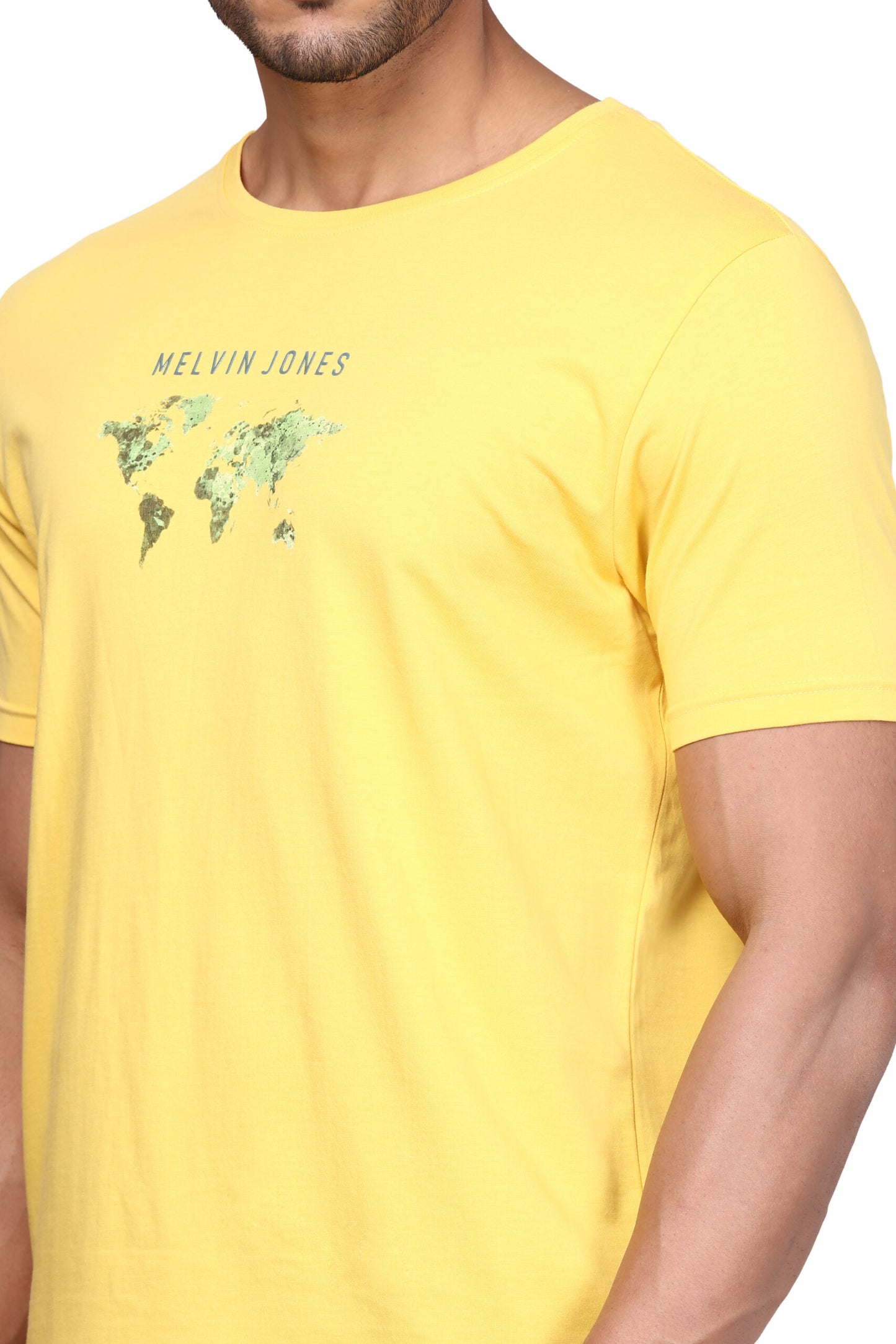 Jasper Yellow Cotton Round Neck T-Shirt