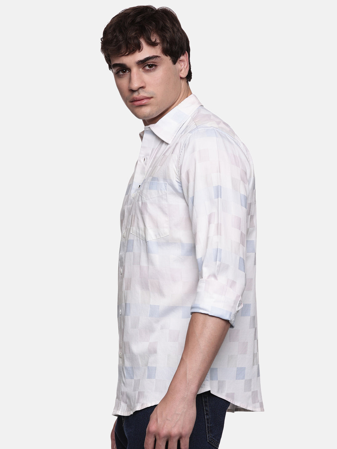 Men’s Yarn-Dyed Cotton Satin Shirt