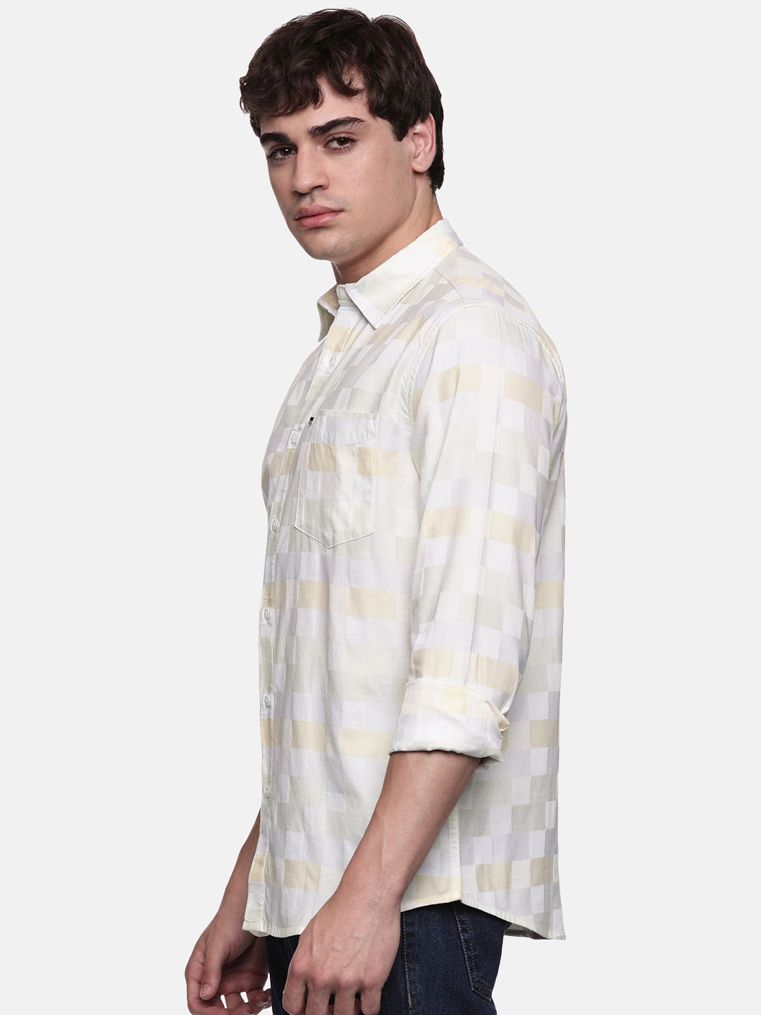 Men’s Yarn-Dyed Cotton Satin Shirt