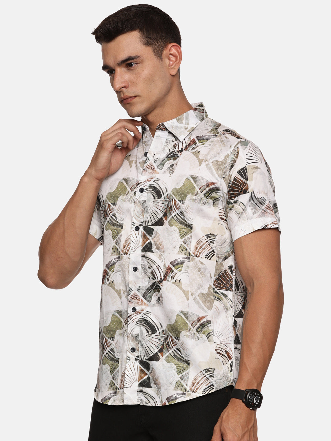 PRINTED PRIMUM  COTTON SATIN SHIRT