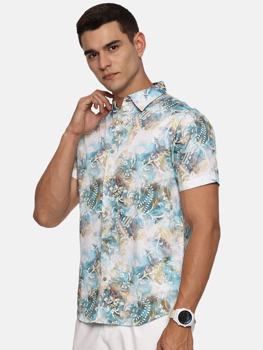 PRINTED PRIMUM  COTTON SATIN SHIRT