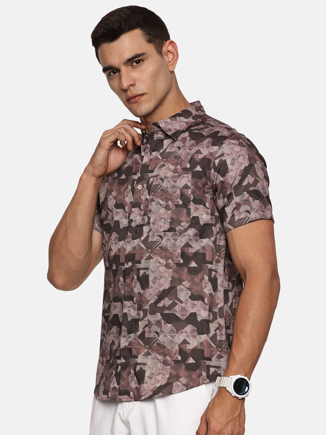 PRINTED PRIMUM  COTTON SATIN SHIRT