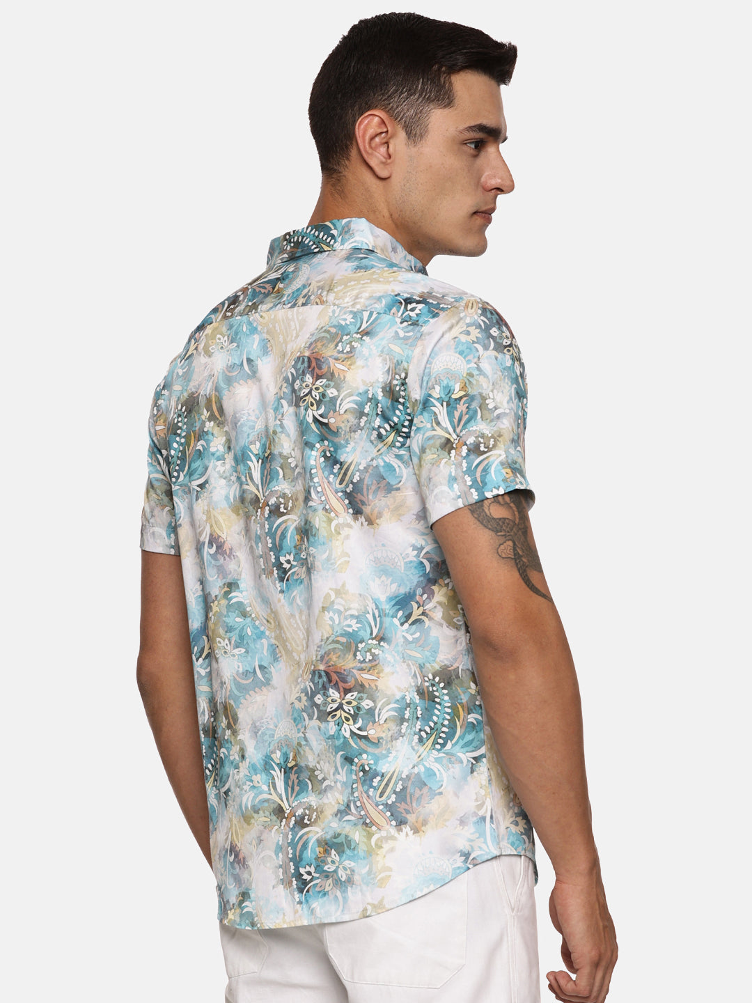 PRINTED PRIMUM  COTTON SATIN SHIRT
