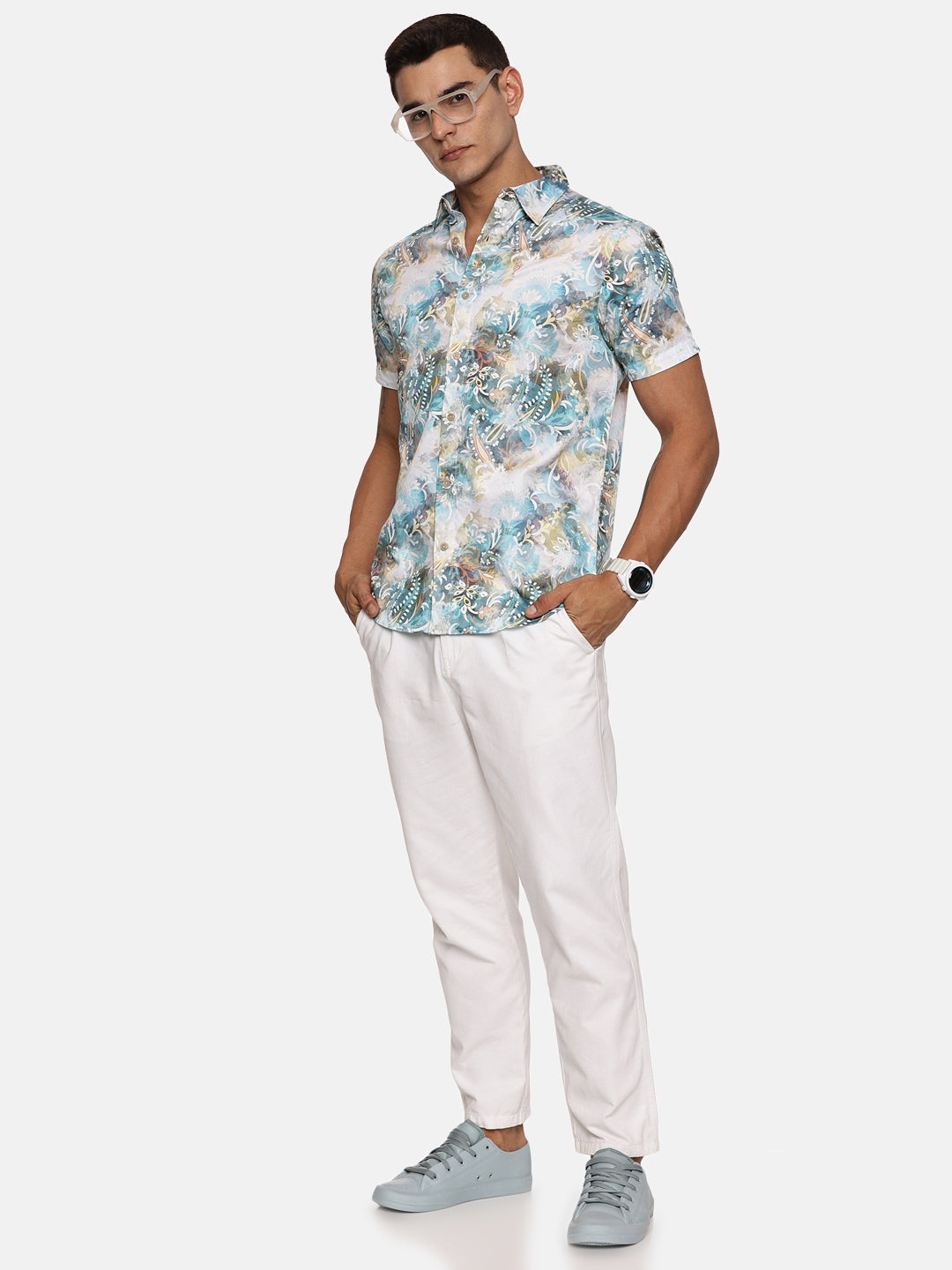 PRINTED PRIMUM  COTTON SATIN SHIRT