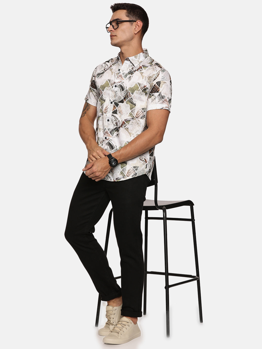 PRINTED PRIMUM  COTTON SATIN SHIRT