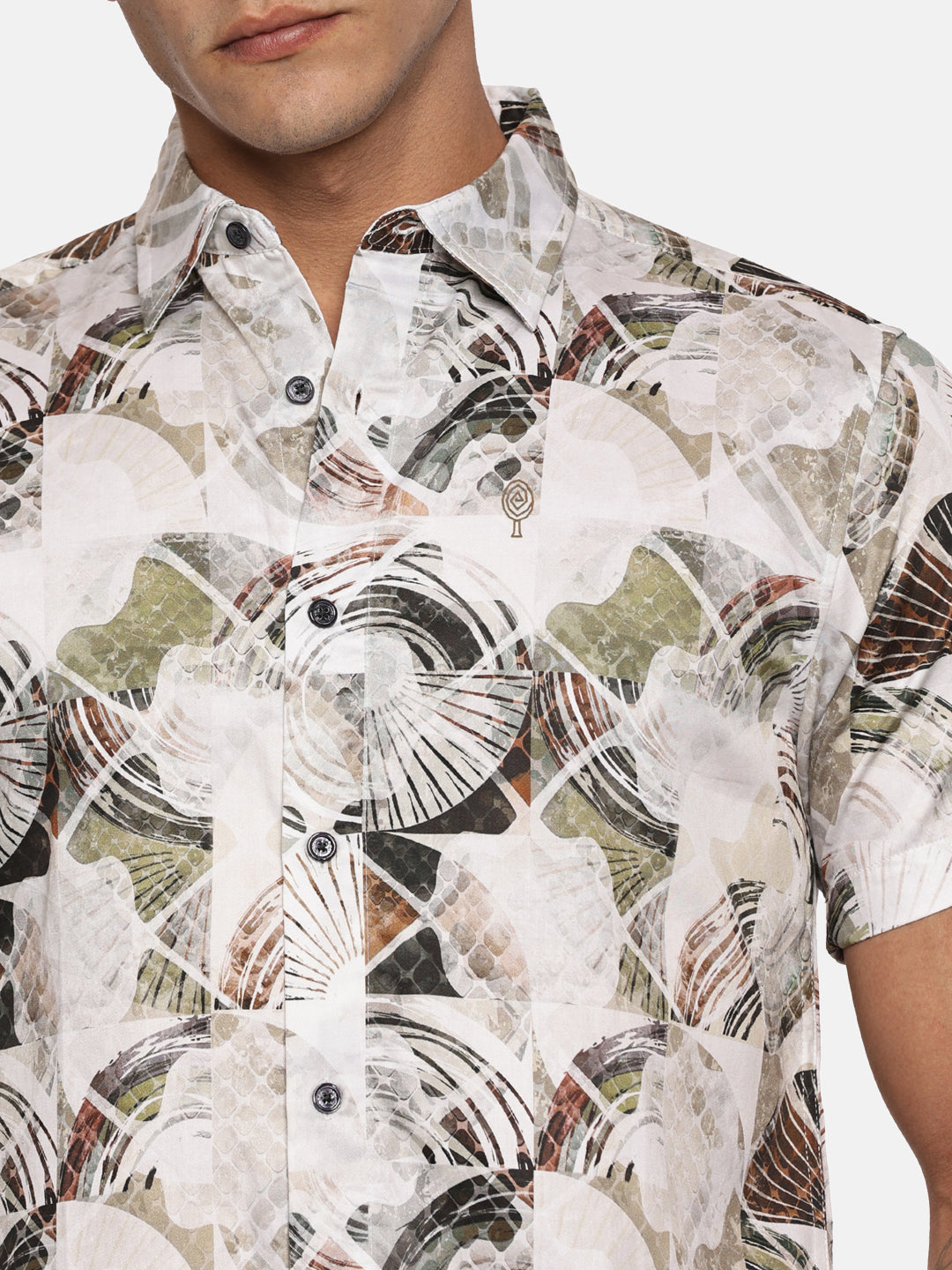 PRINTED PRIMUM  COTTON SATIN SHIRT