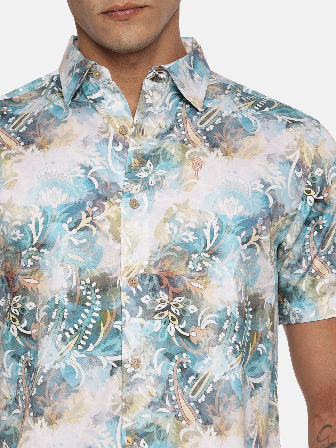 PRINTED PRIMUM  COTTON SATIN SHIRT