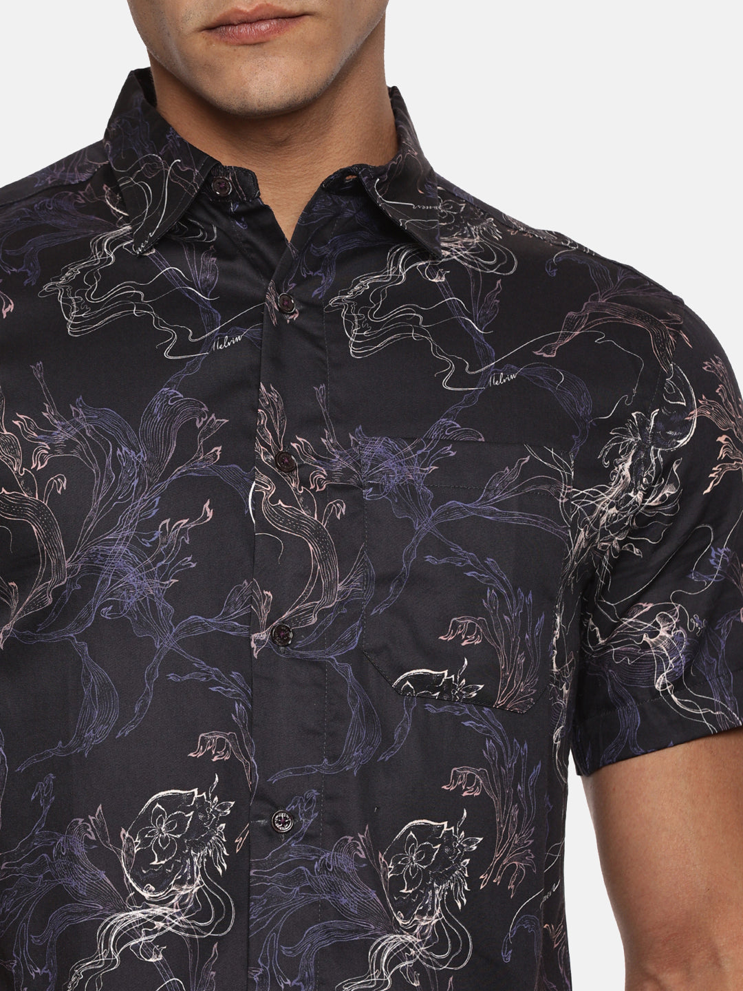 PRINTED PRIMUM  COTTON SATIN SHIRT