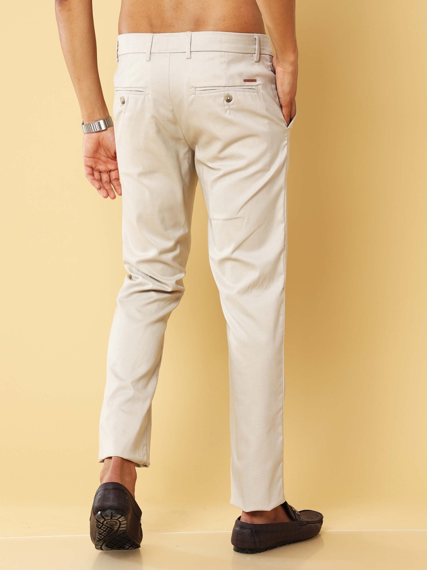 Premium Beige Micro Check Trouser