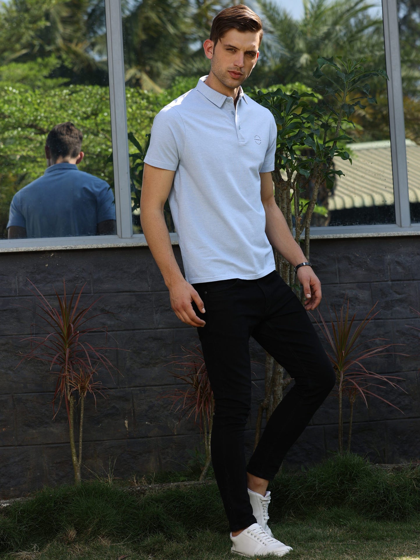 Ice Blue Premium Cotton Polo T-Shirt