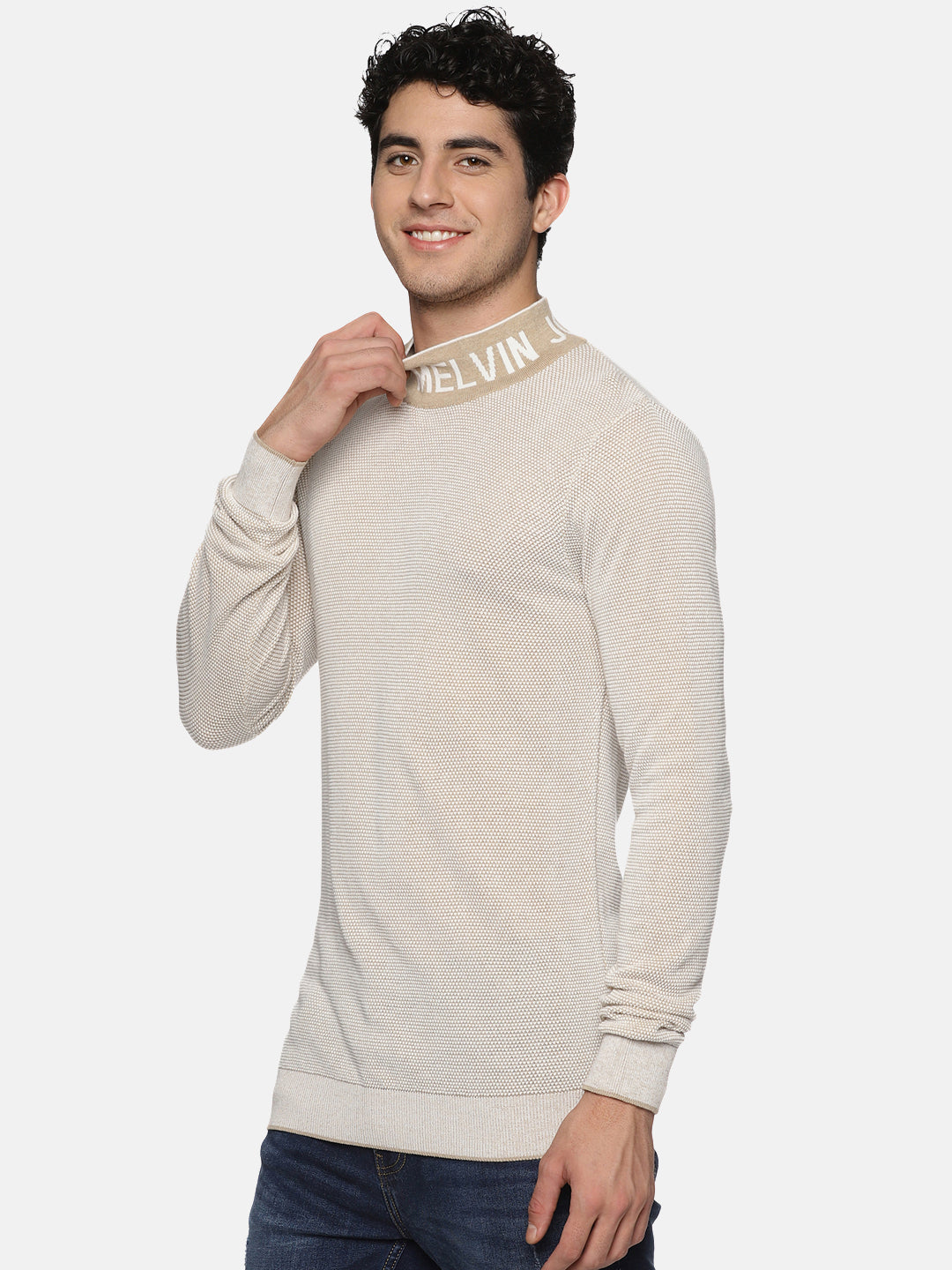 Classic Beige Knit Turtleneck Sweater