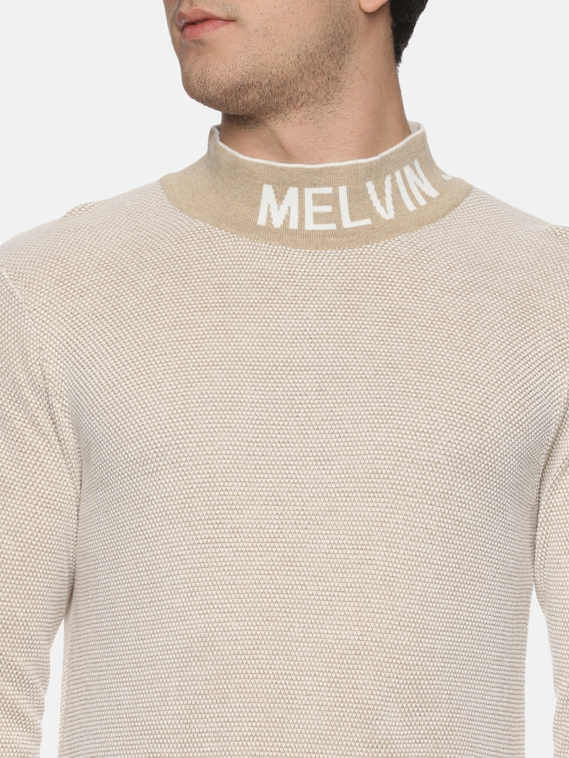 Classic Beige Knit Turtleneck Sweater
