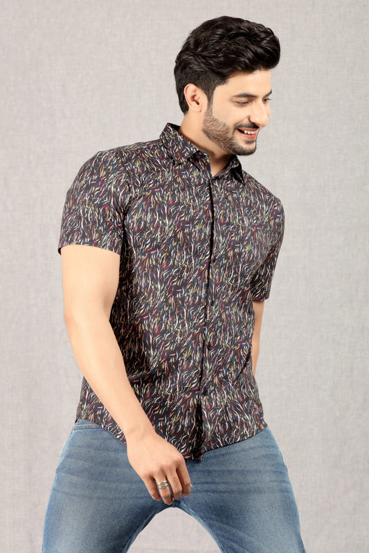 Premium Autumn Leaves Print Shirt