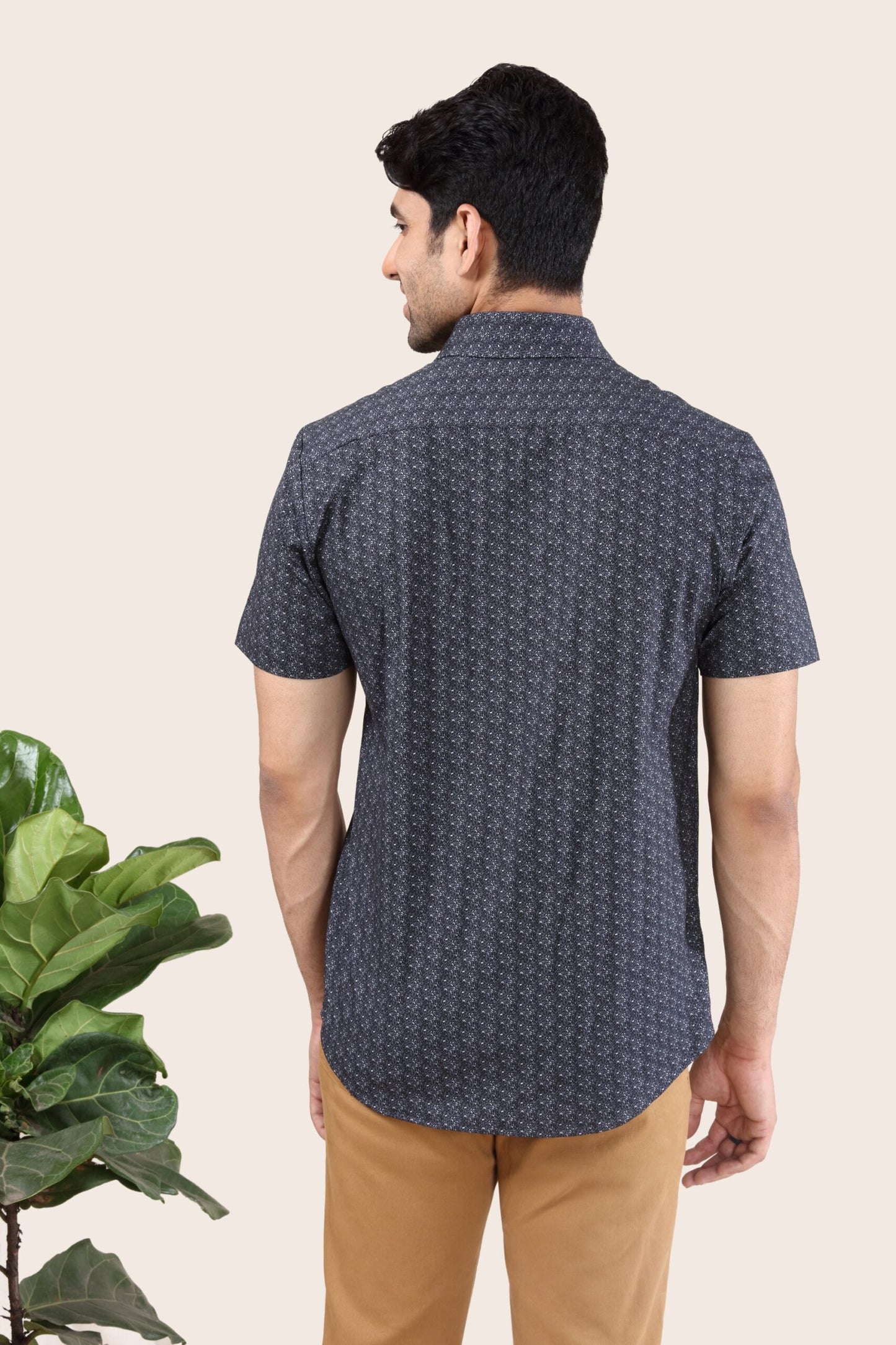 Premium Grey Micro Leaf Print Shirt
