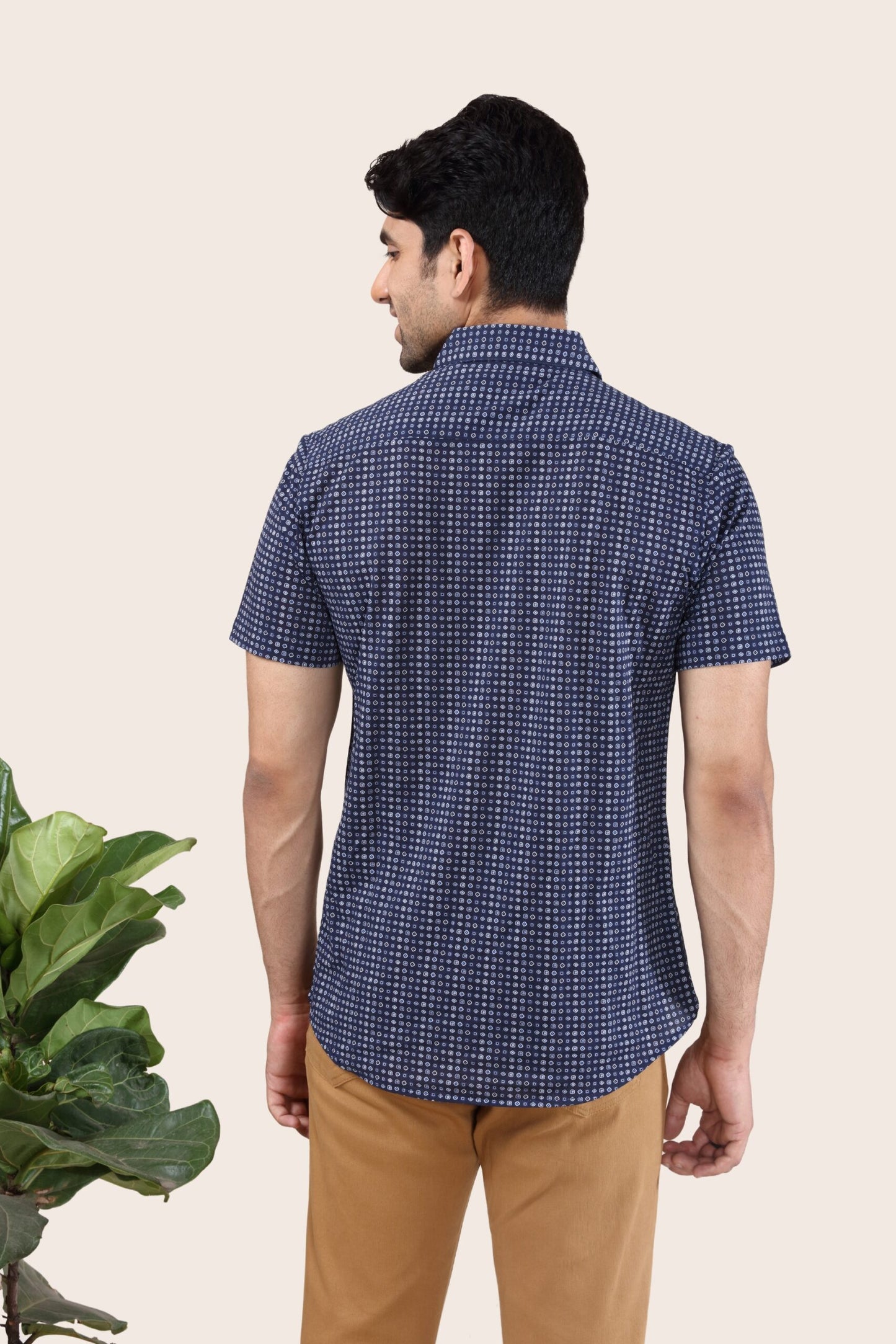 Premium Navy Geometric Print Shirt