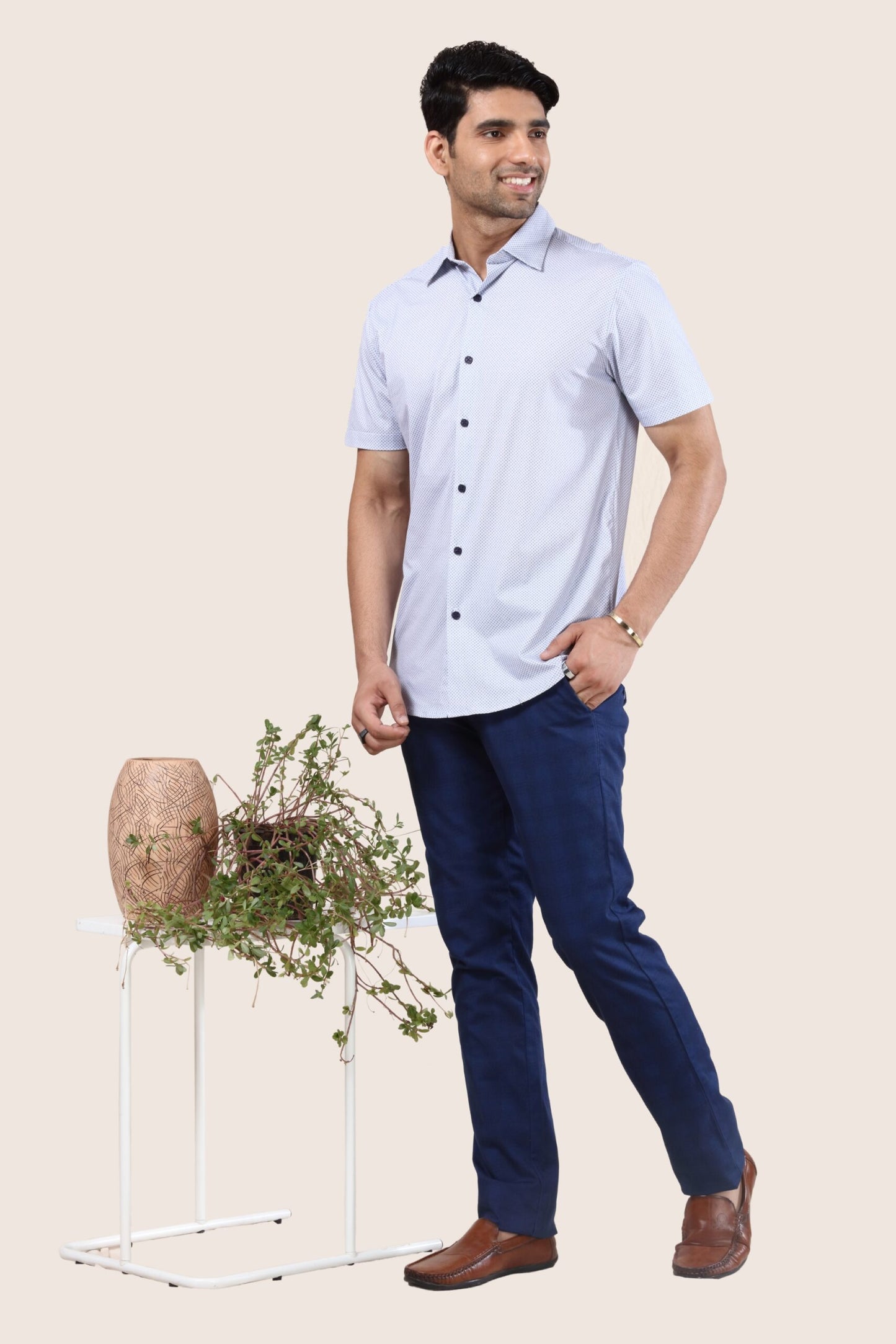 Premium Blue Dot Print Shirt