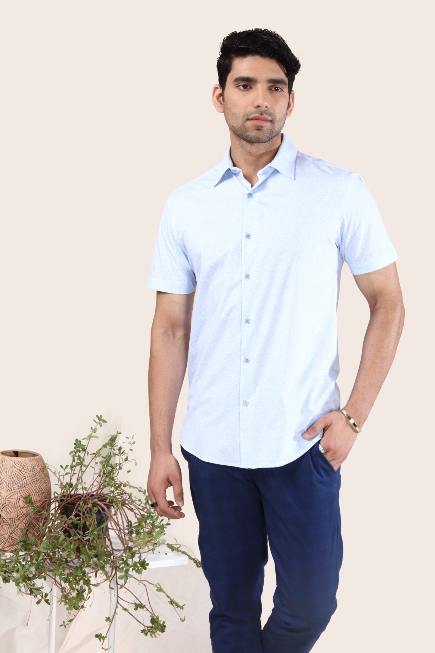 Premium Blue Leaves Print Shirt