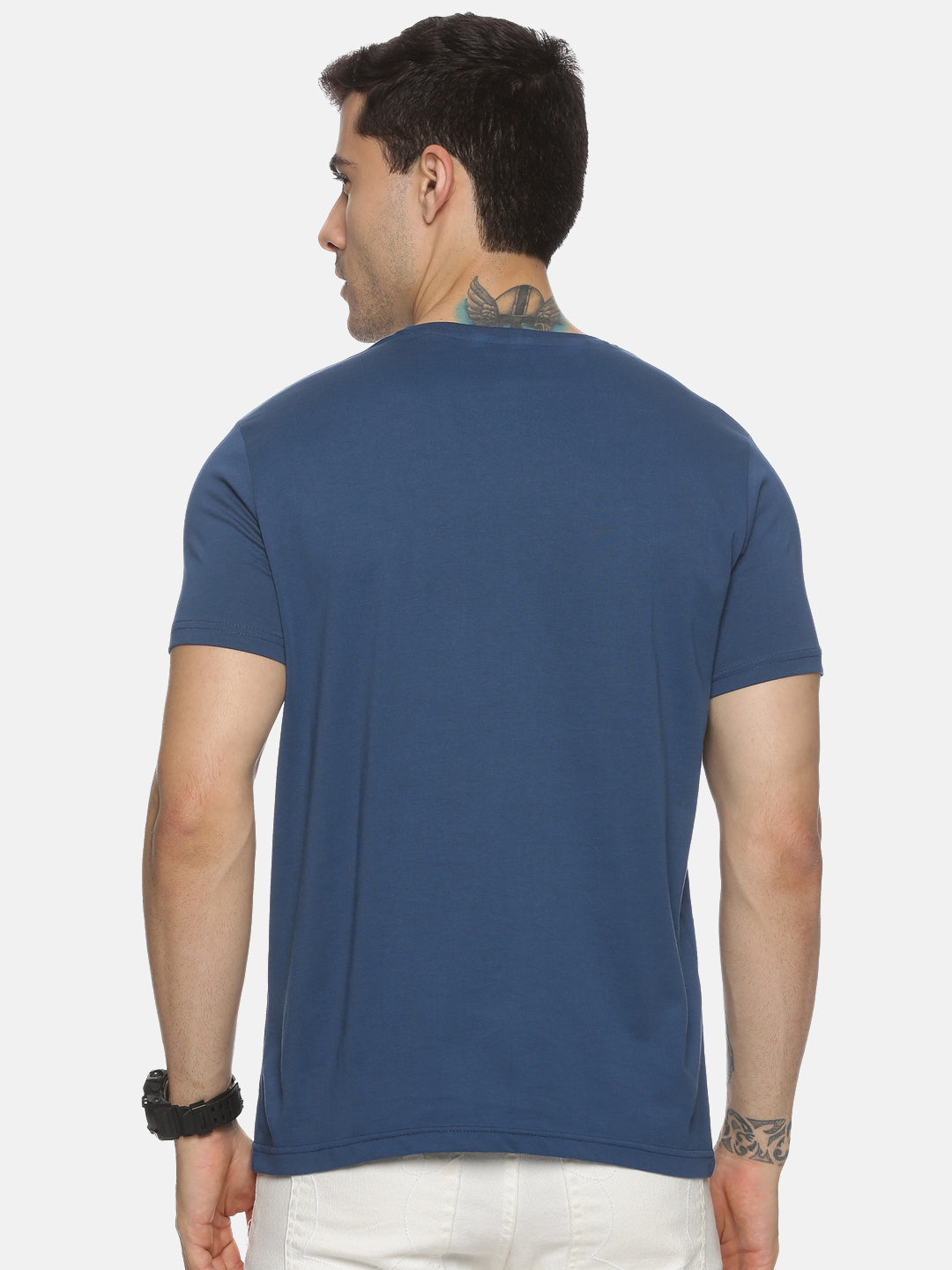 Cobalt Blue Cotton Round Neck T-Shirt