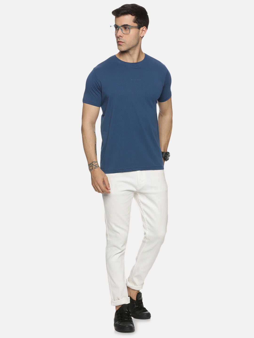 Cobalt Blue Cotton Round Neck T-Shirt