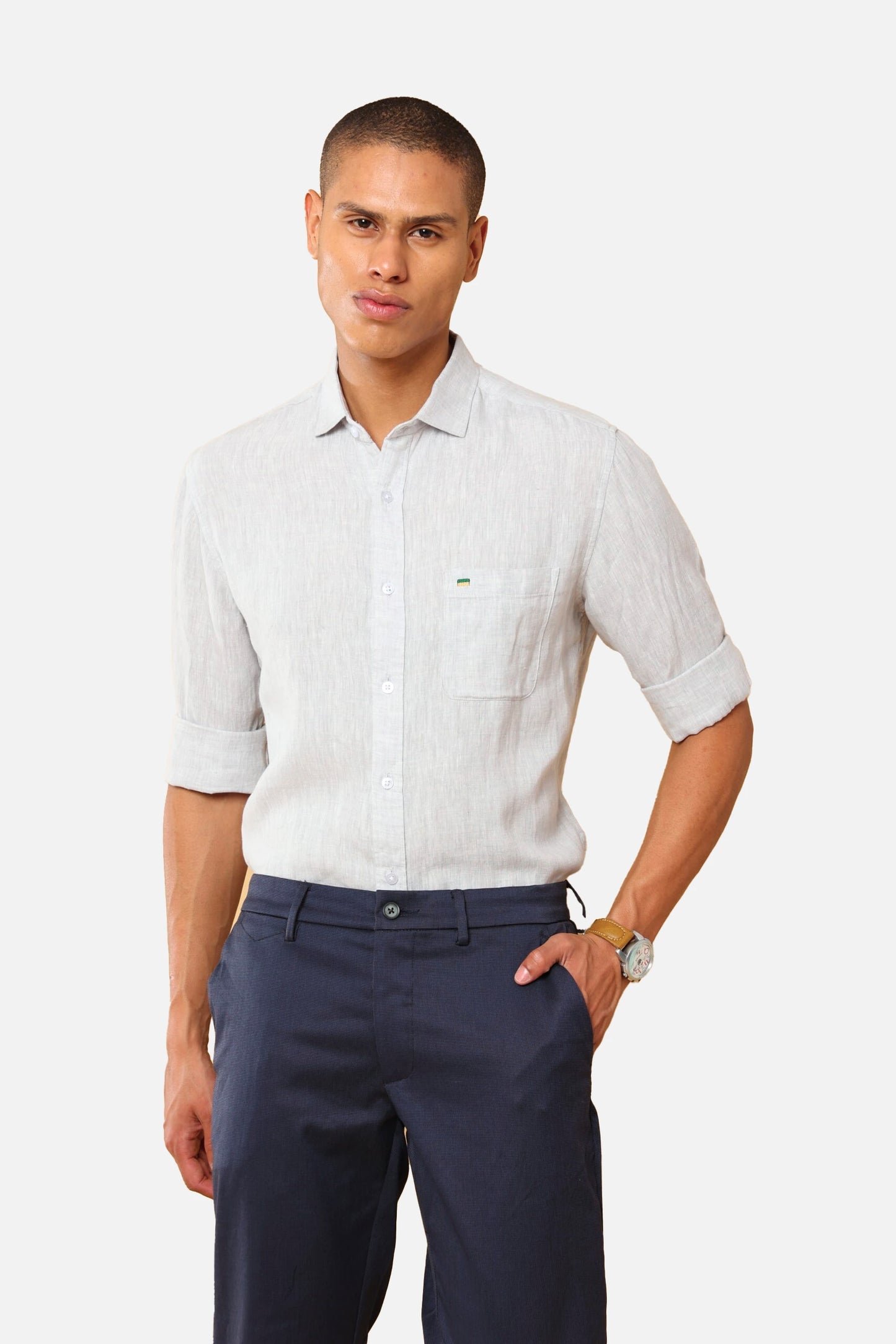 MAZUS GREY LINEN SHIRT