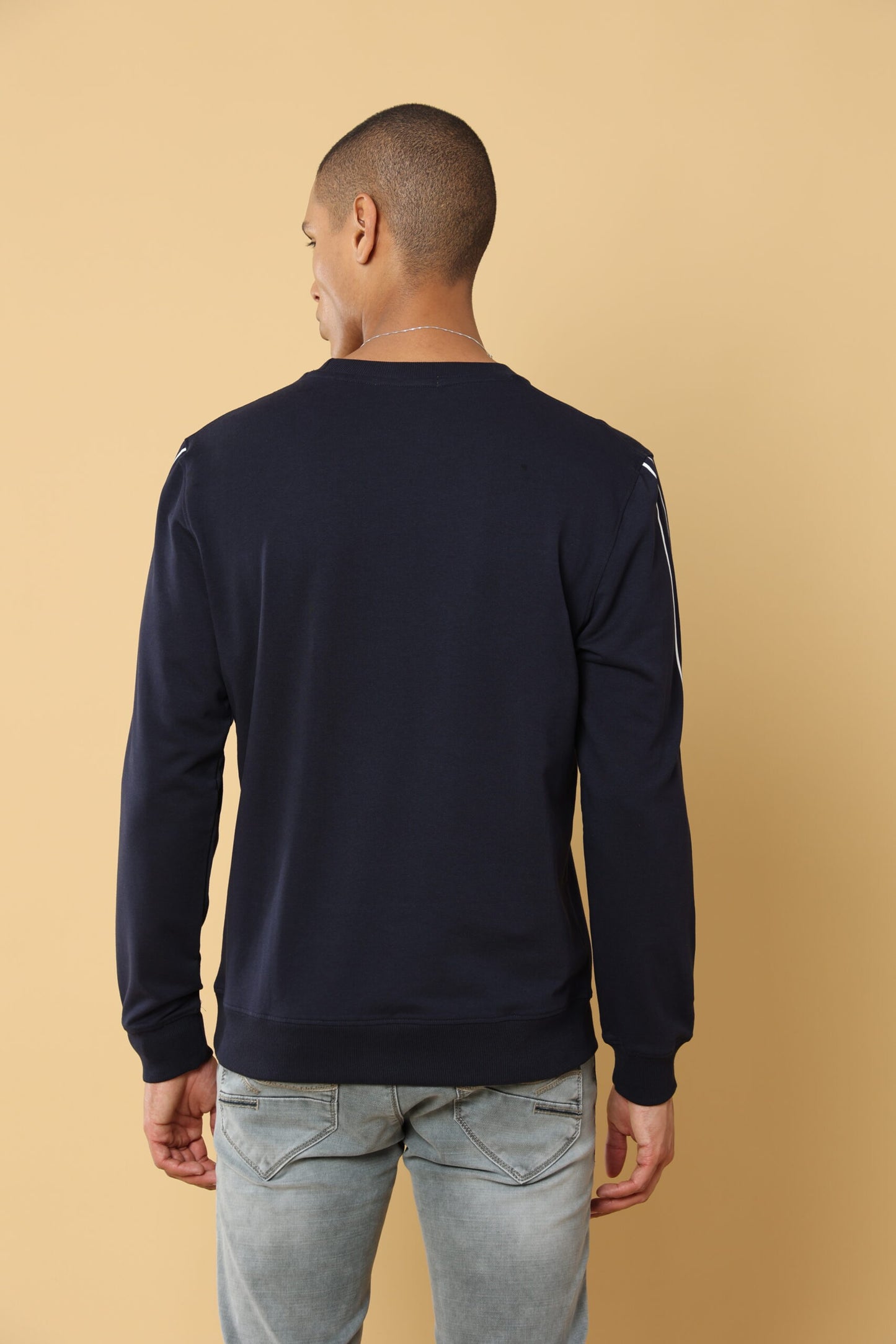 Navy To Plush Leafes Sweatshirt