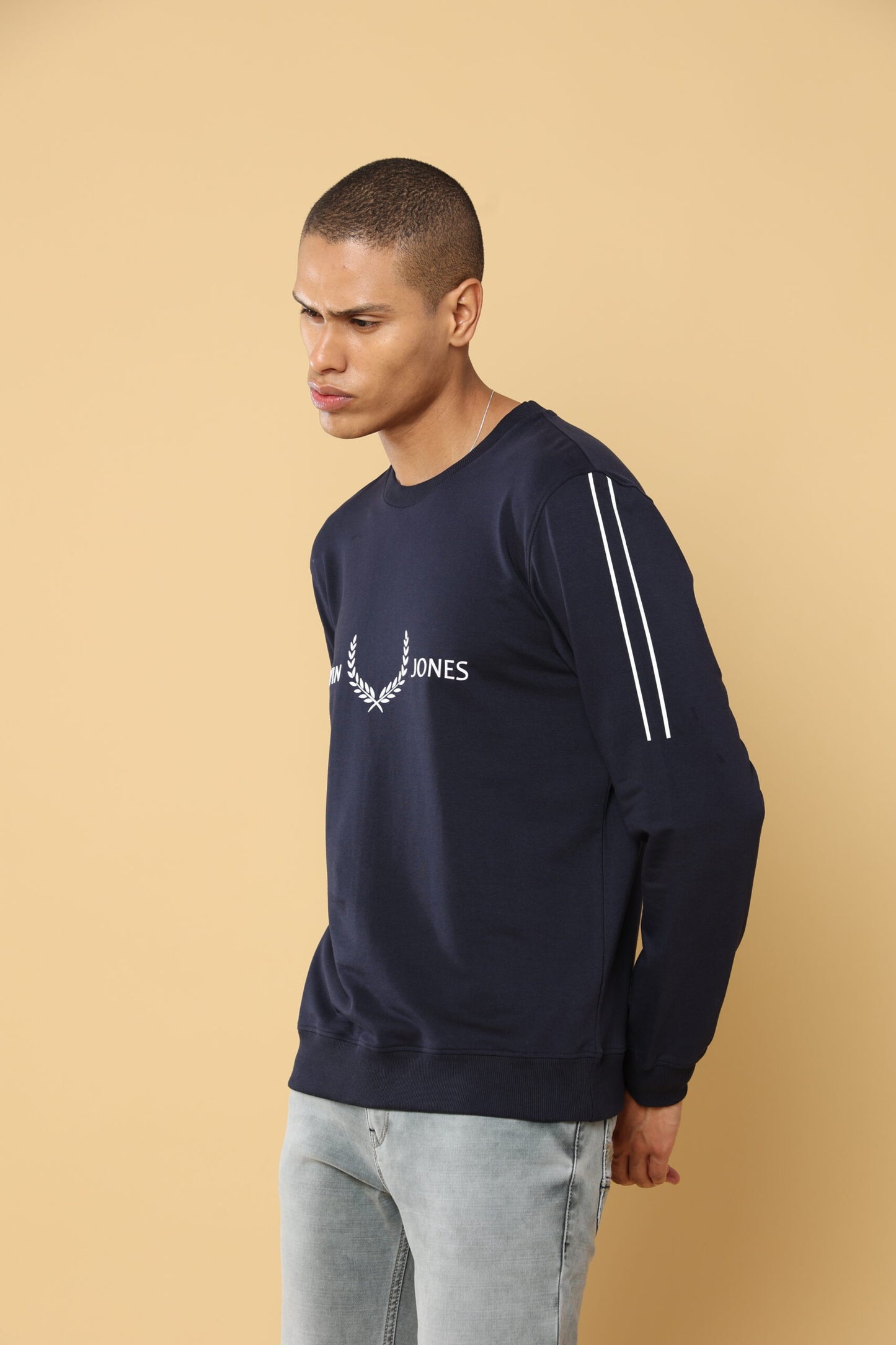 Navy To Plush Leafes Sweatshirt