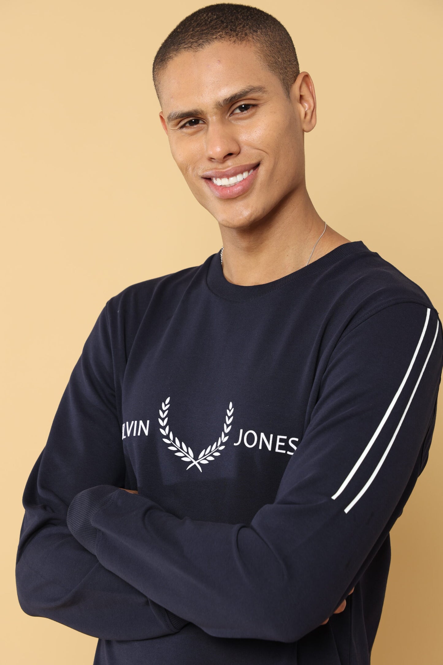 Navy To Plush Leafes Sweatshirt
