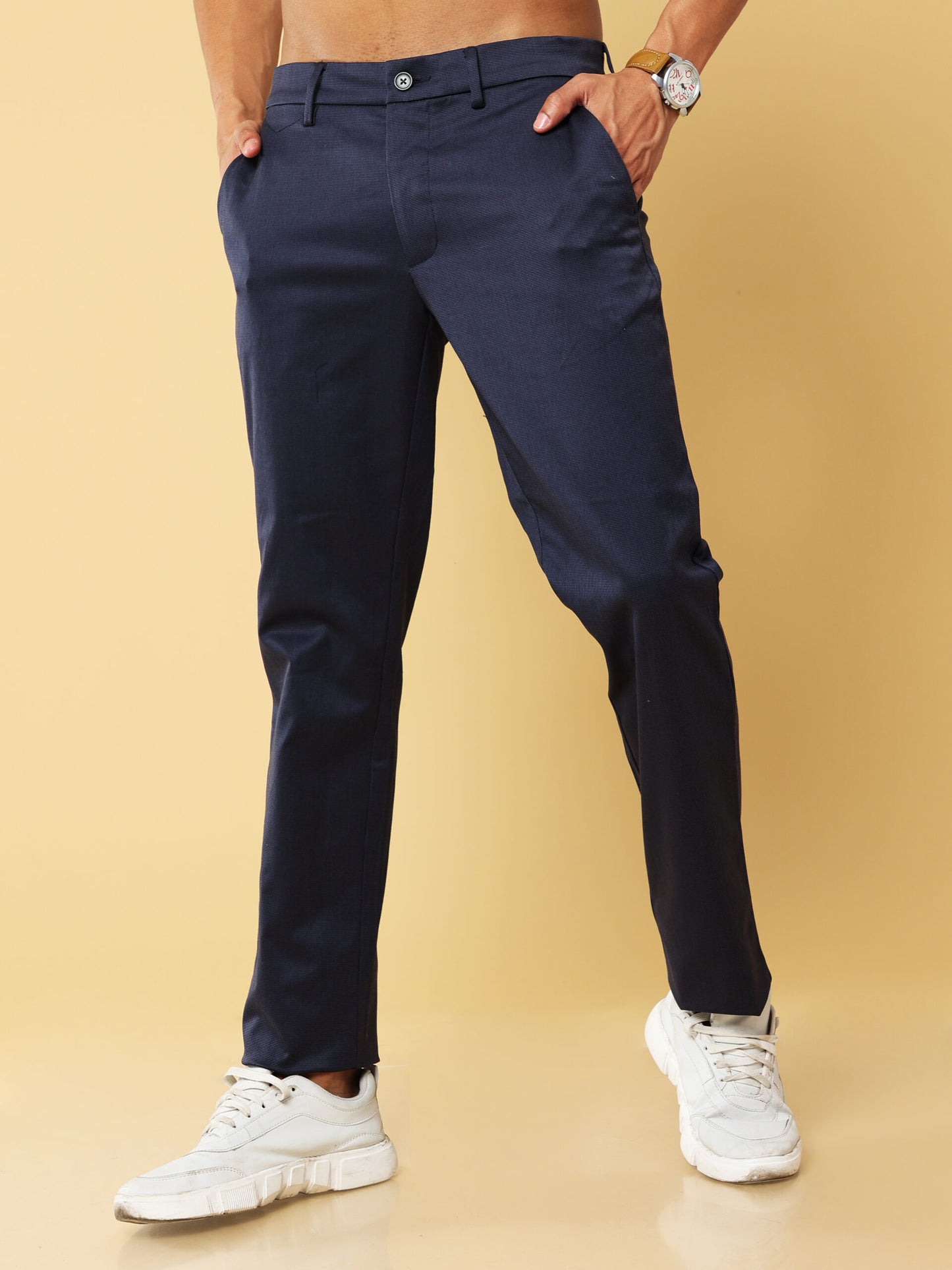 Premium Navy Micro Check Trouser