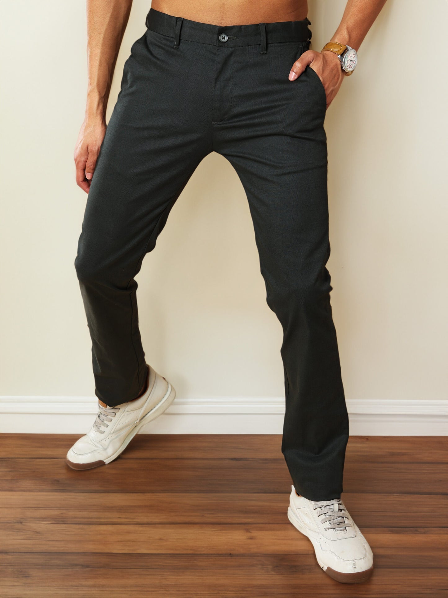 Premium Olive Check Trouser