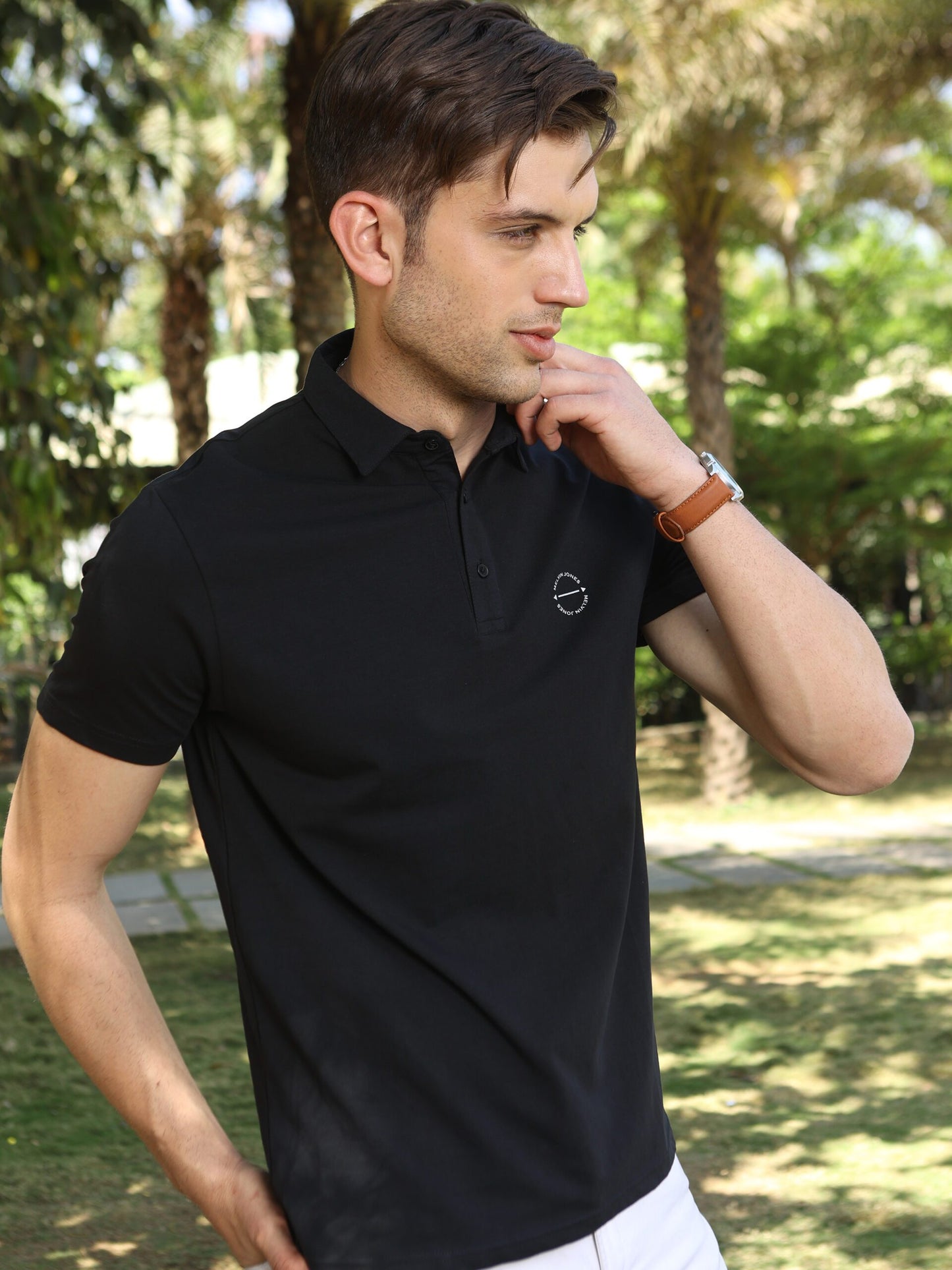 Onyx Black Premium Cotton Polo T-Shirt