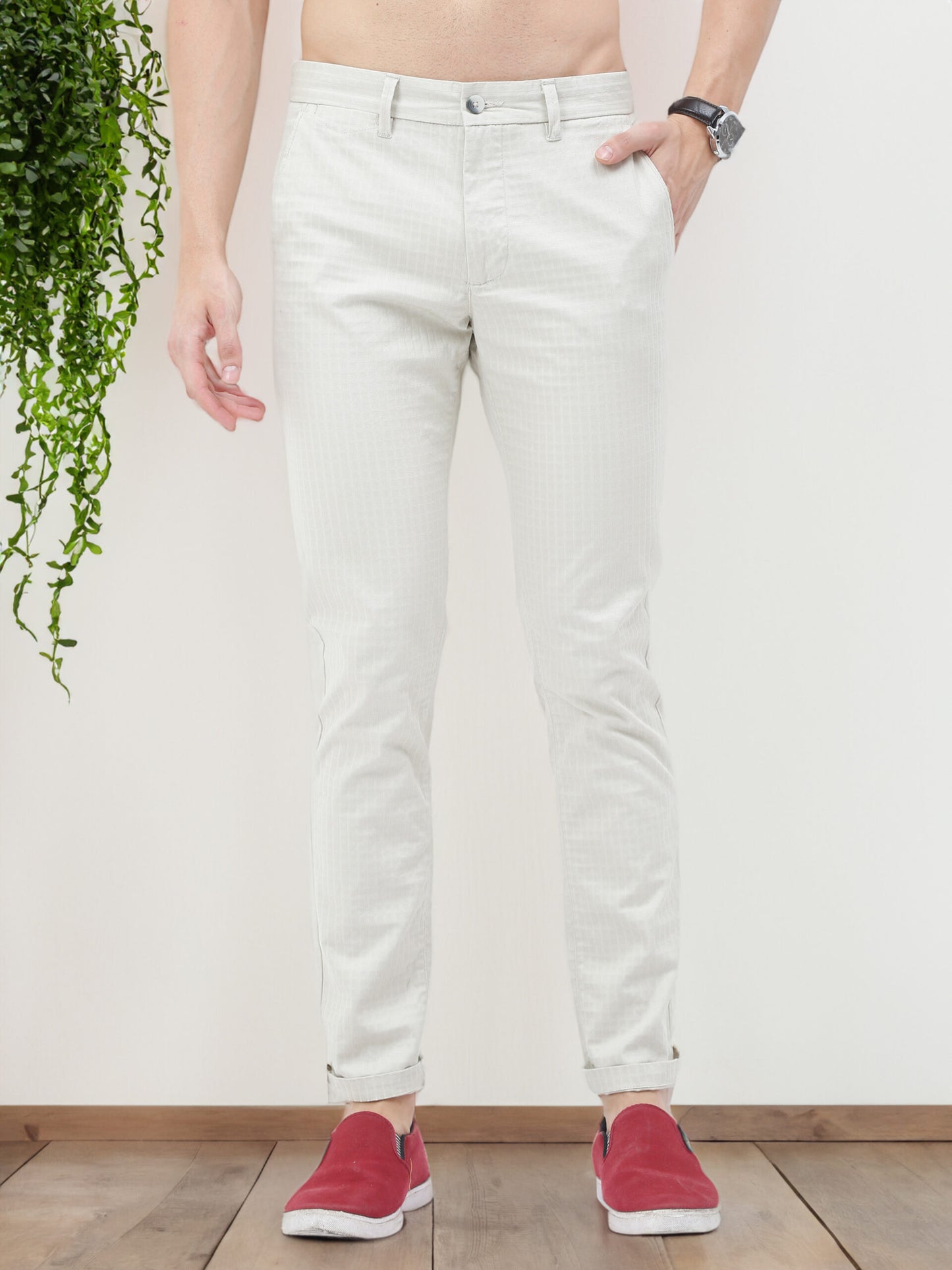 Premium Ivory Dobby Trouser