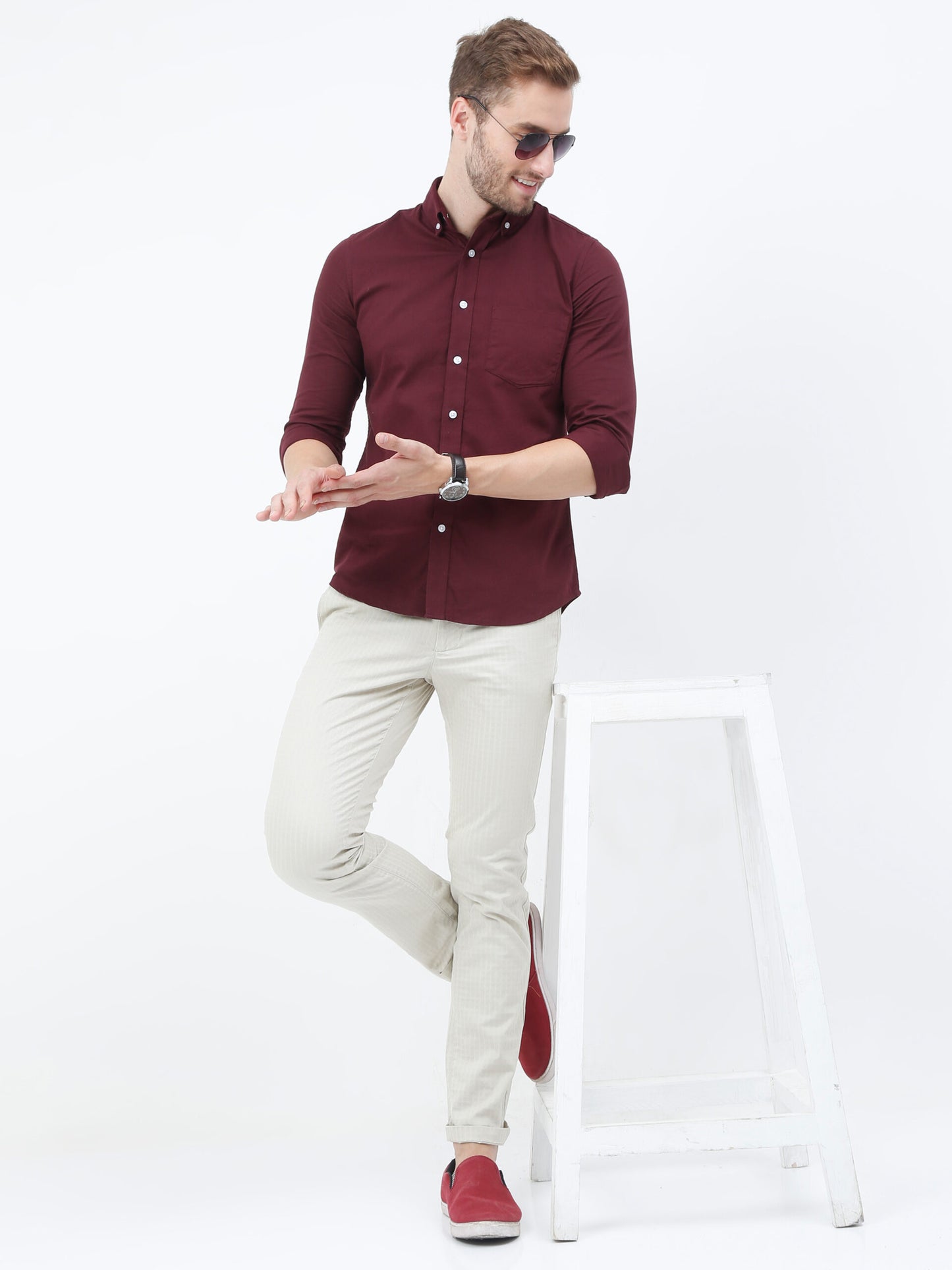 Premium Ivory Dobby Trouser